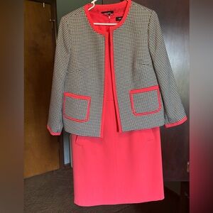 Nine West Dress Suit Black/White/ Coral
